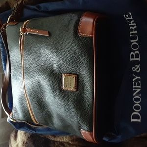 Dooney & Bourke black leather w/brown leather trim cross body bag